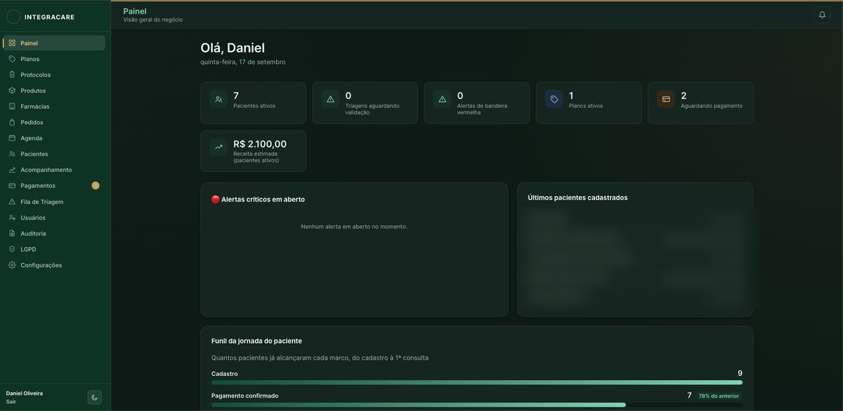 Plataforma de saúde integrativa — projeto para IntegraCare