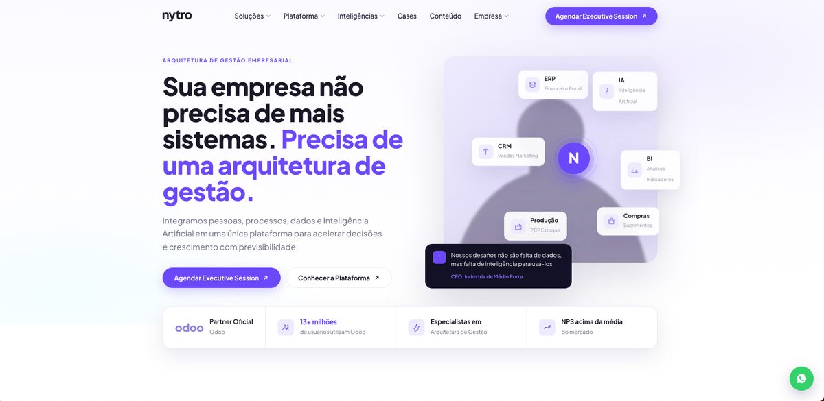 Site institucional B2B — projeto para Nytro