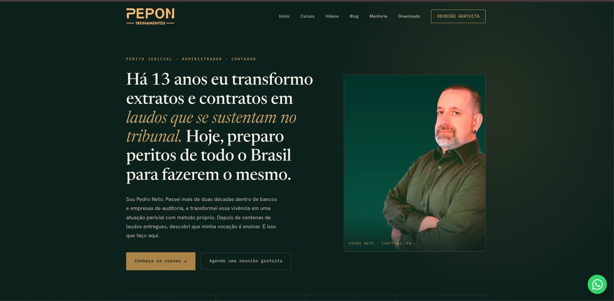 Site e plataforma de cursos — projeto para Pepon Treinamentos