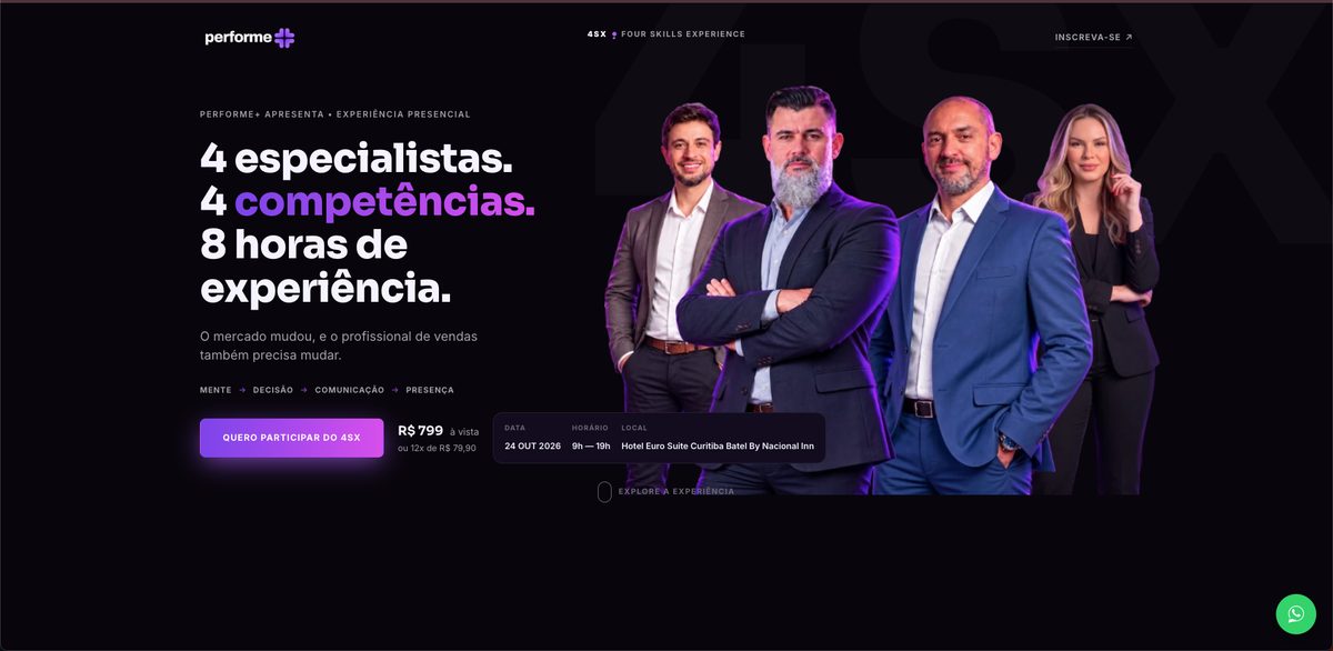 Landing page do 4SX — projeto para Performe+