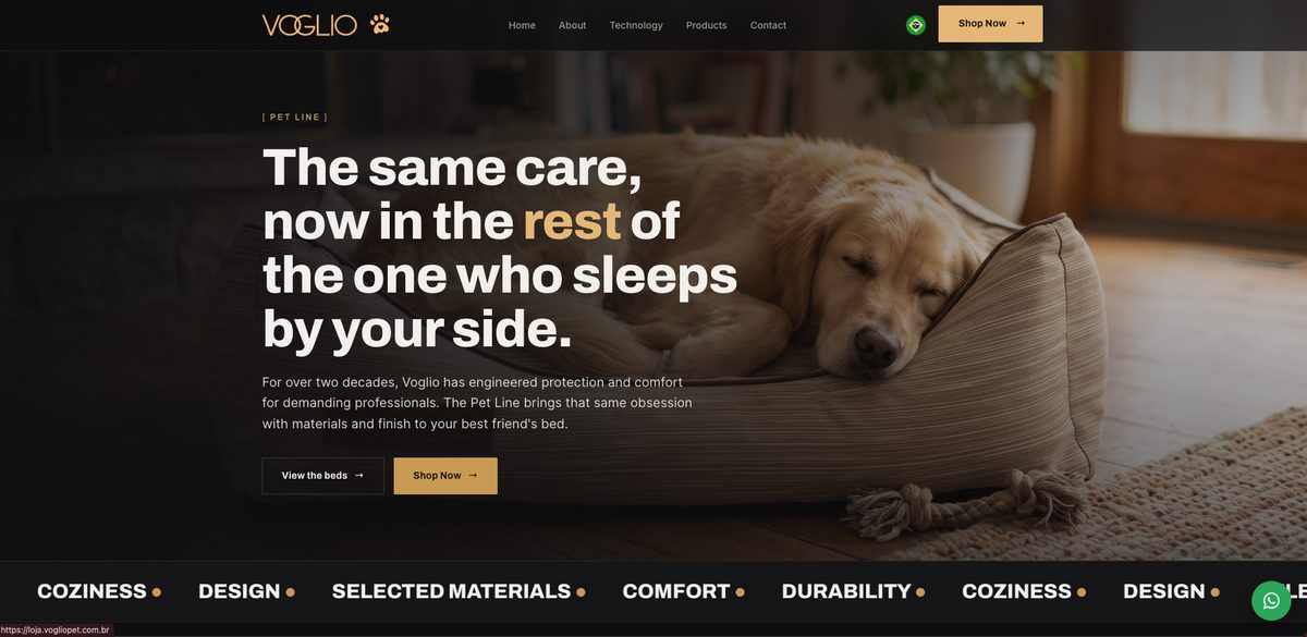 Loja da linha pet — projeto para Voglio Pet